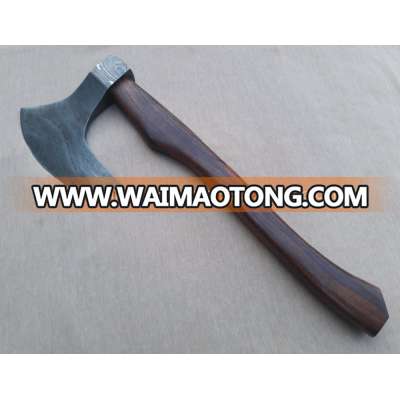 NEWLY DESIGN 20" DAMASCUS BROWN WOOD HANDLE HANDMADE VIKING AXE