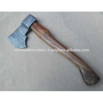 DAMASCUS ROSE WOOD HANDLE HANDMADE VIKING AXE (NMT-1634)