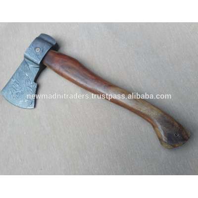 DAMASCUS ROSE WOOD HANDLE HANDMADE VIKING AXE (NMT-1636)