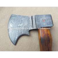 DAMASCUS ROSE WOOD HANDLE HANDMADE VIKING AXE (NMT-1638) WITH LEATHER SHEATH