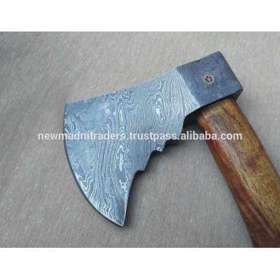 DAMASCUS ROSE WOOD HANDLE HANDMADE VIKING AXE (NMT-1639) WITH LEATHER SHEATH